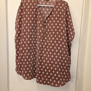 Brown Patterned Women's Top